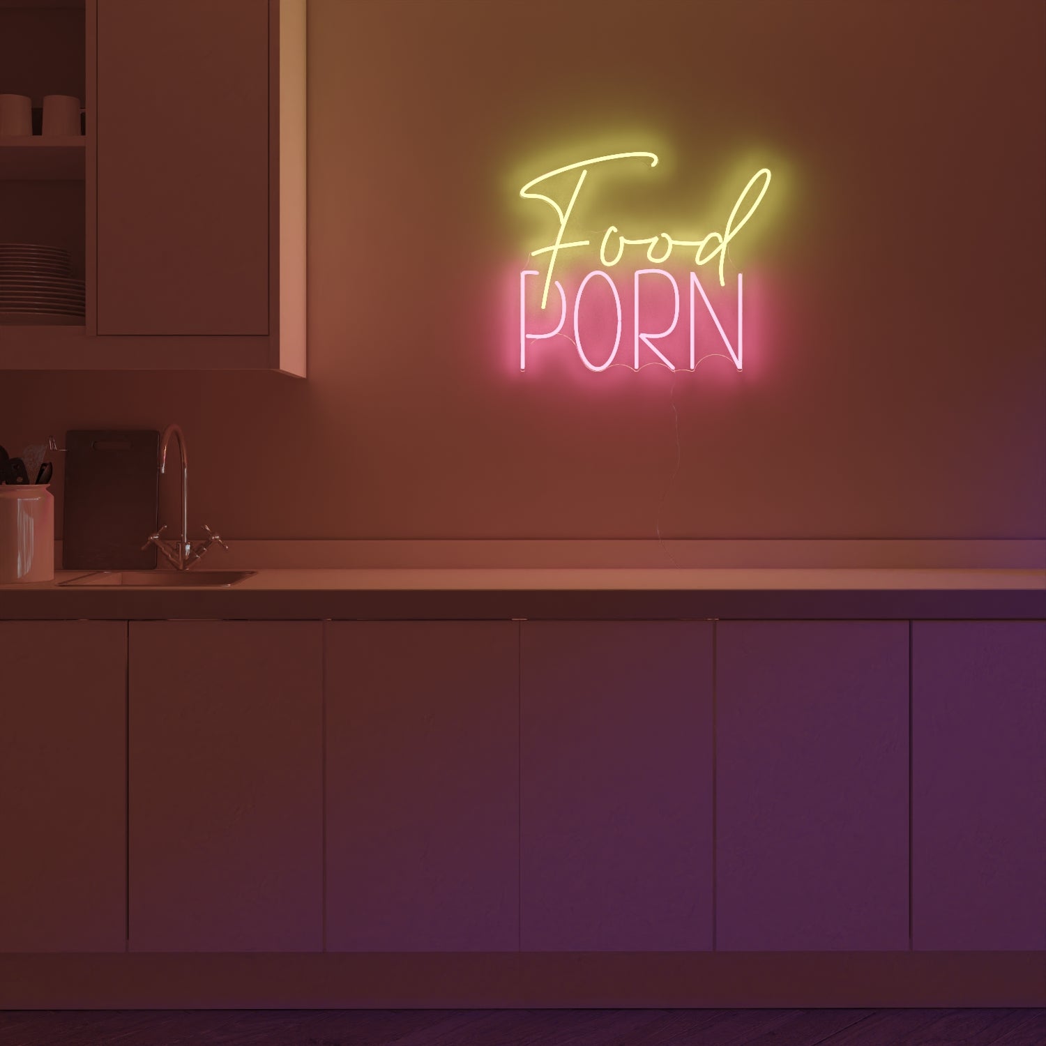 Food Porn, neon LED sign